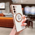 thumbnail image 4 of for Samsung Galaxy S21 FE 5G Magnetic Case Compatible with MagSafe Cute Rose Flower Case Luxury Plating Camera Lens Cover Shockproof Soft Bumper S21 FE Case 6.4" for Women Men (White), 4 of 10