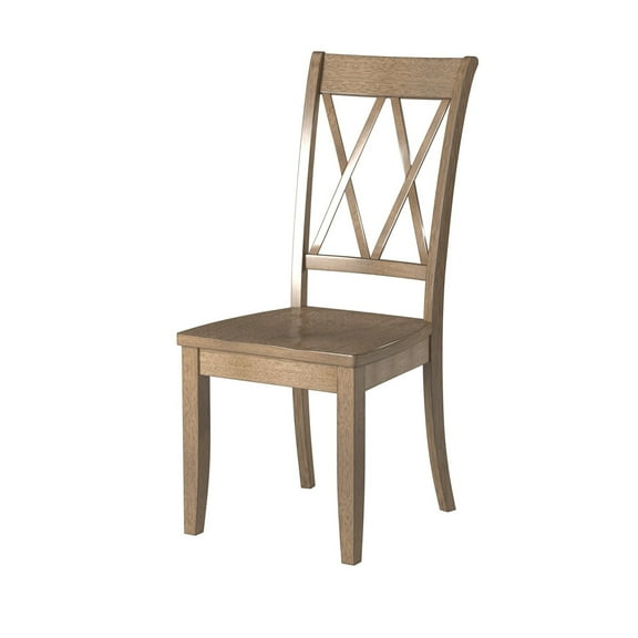 JERFIT Transitional Double X-Back Side Chairs, Set of 2, Brown Finish Wood Dining Chairs for Kitchen and Dining Room
