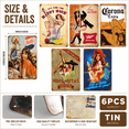 thumbnail image 2 of Set of 6 Retro Tin Wall Art Plaques, 8 x 12 Inch Vintage Metal Signs for Home Bar, Man Cave, Garage, Kitchen, Club, Pub and Rustic Wall Decor, 2 of 6