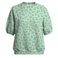 thumbnail image 5 of Kcolen Women Leopard Print Raglan Puff Half Sleeve Pullover Top, Loose Crew Neck Casual Sweatshirt for Fall Layering Top, 5 of 5