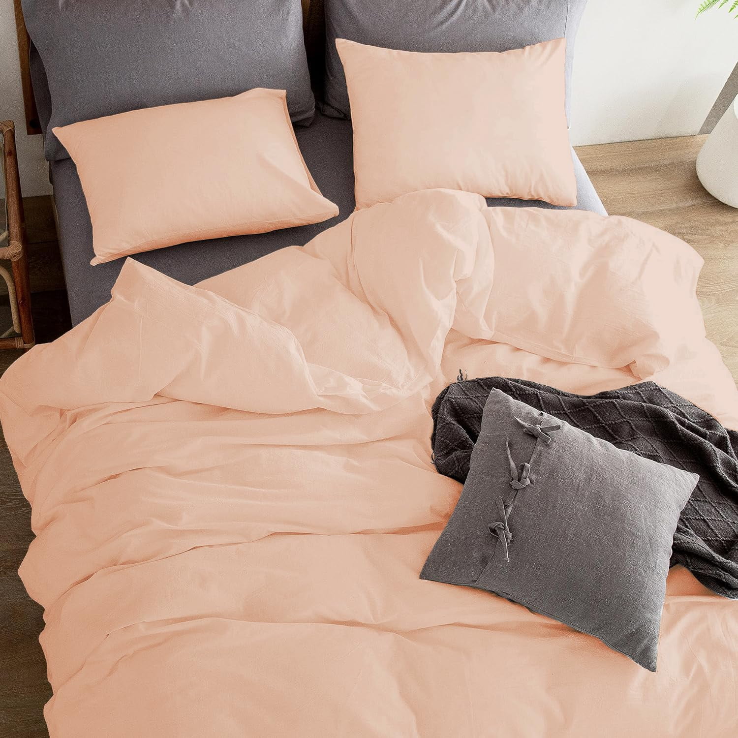 1 Pcs Duvet Cover 100% Egyptian Cotton 1000 Thread Count with Zipper Closure & Corner Ties - Super King Size (116" x 98") Inch, Blush Solid