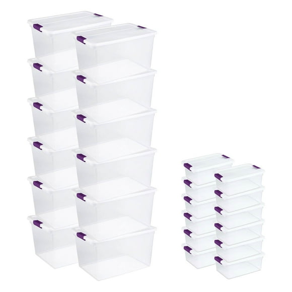 Sterilite 66 Qt Latch Lid Tote, 6 Pack, and 15 Qt Latch Lid Tote, 6 Pack