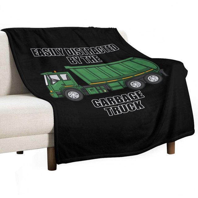 Fácilmente distraído por el camión de la basura Manta súper suave para Navidad, manta de franela de microfibra para sofá cama, mullida y cálida, 60 "x 80"