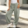 thumbnail image 5 of CHGBMOK Womens Linen Balloon Barrel Beach Pants Boho Harem Flowy Drawstring Casual Loose Pants with Pockets, 5 of 8