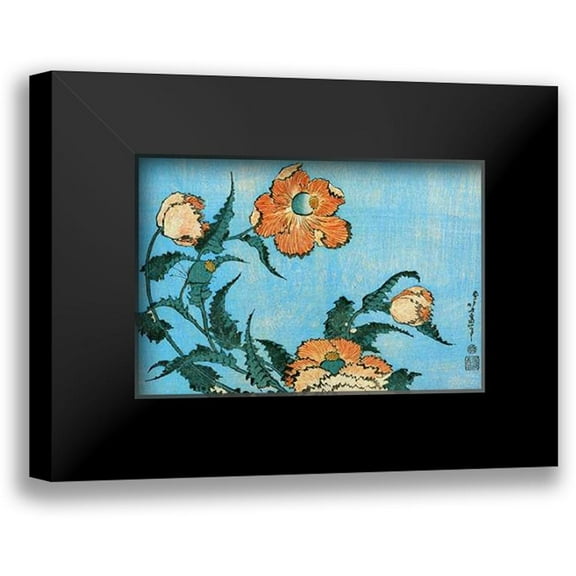 Hokusai 14x11 Black Modern Framed Museum Art Print Titled - Poppies