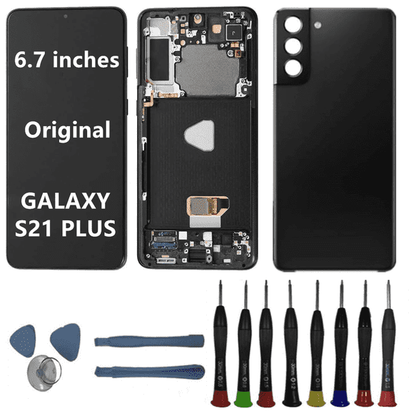 6.7" AMOLED Original for Samsung Galaxy S21 Plus Display Touch Screen Digitizer Assembly S21plus 5G SM-G996U SM-G996U1 SM-G996B Screen Replacement (with Black Frame   Back Cove   Tools)