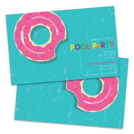 Personalized Donut Raft Pool Party Invitation