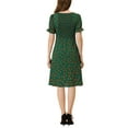 thumbnail image 3 of INSPIRE CHIC Women's Floral Square Neck Midi Smocked A-Line Dress Green S, 3 of 6
