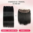 thumbnail image 6 of Human Hair Bundles with Frontal Closure (28 28 28 28+20 Inch, Free Part), 4 Bundles Human Hair with 13x4 HD Lace Frontal,16A 100% Virgin Brazilian Straight Hair Extensions Double Weft, 6 of 7