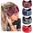 thumbnail image 2 of Diademas bohemias para mujer, bandas anchas elásticas para el cabello, turbante anudado, banda para la cabeza para yoga, correr, banda para el sudor, diadema elástica, diademas elegantes, accesorios p, 2 of 4