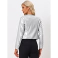 thumbnail image 3 of DARING DIVA Women's Crop Collarless PU Moto Biker Jackets S Silver, 3 of 6