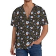 thumbnail image 3 of Naloa Cosmic Men's Loose Fit Cuban Collar Short-Sleeve Shirt with Button-down and Chest Pocket for Everyday Wear Outings - X-Large, 3 of 7