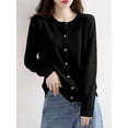 thumbnail image 4 of Womens Long Sleeve Button Up Knit Cardigan Light-Bodied 2026 Crewneck Button Down Sweaters for Women, 4 of 7