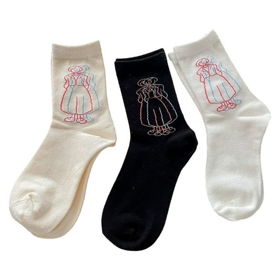 Milue Vintage Crew Socks Casual Novelty Dress Socks for Women Trendy Ankle Socks