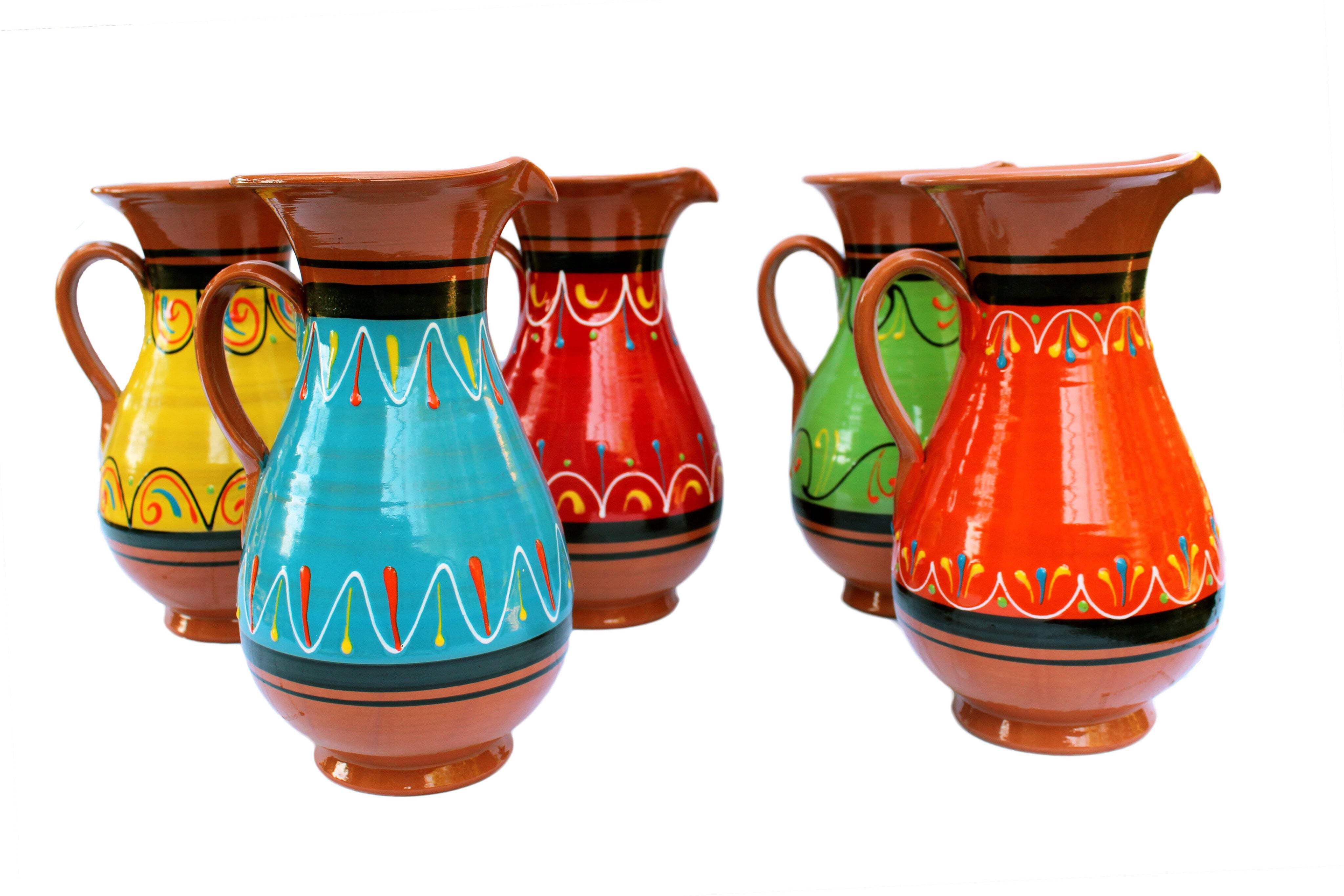 Cactus Canyon Ceramics Spanish Terracotta 2 Quart Pitcher, Blue