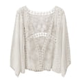 thumbnail image 1 of Baberdicy Cardigans pour Femmes Légers Offre à Durée Limitée, Cardigan en Coton de Printemps/été pour Femmes avec Dentelle Brodée, Manches Chauve-Souris Courtes, Châle Ample, Manches 7 Pouces, Chandail à Capuchon pour Climatiseur pour Femmes, 1 of 2