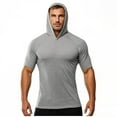 thumbnail image 1 of pstuiky camisetas para hombre, Blusa tipo túnica holgada de manga corta con capucha para hombre, de verano, de secado rápido, elástica y con protección solar. camisas casuales para hombre s, 1 of 5