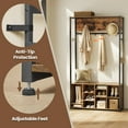 thumbnail image 4 of LEDREM Industrial Hall Tree with Bench, Adjustable Shoe Shelves & 4 Tri-Hooks, Entryway Organizer, Max Load 300 lb, Rustic Brown and Ink Black, 4 of 6