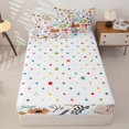 thumbnail image 4 of Erosebridal Cartoon Kitty Cat Zipper Twin Comforter Sets with Fitted Sheet and 2 Pillowcases,Wild Botanical Print Zipper Bedding Set,Orange White,Reversible, 4 of 6