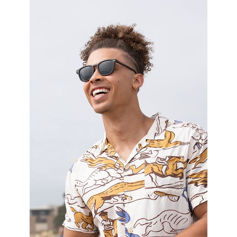 Ansen Onyx Square Polarized Sunglasses, Recycled Plastic Frame