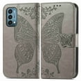 thumbnail image 2 of Dteck for OnePlus Nord N200 5G 2021 Released Embossed Butterfly Flower Premium PU Leather [Folio Flip][Kickstand][Card Slots][Wrist Strap] Cover, Gray Butterfly, 2 of 6