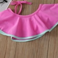 thumbnail image 5 of BONIXOOM Little Girls 2 Piece Outfits Kids Christmas Pajamas Short Sleeve One Shoulder Drawstring Christmas Set Pink 90, 5 of 9