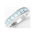 thumbnail image 2 of 3MM Square Blue Topaz 925 Sterling Silver Half Eternity Mother's Day Gift Ring, 2 of 5