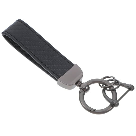 WEUVEB Black Car Keychain with Carbon Fiber Texture, Lightweight Metal Key for Men and Women