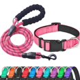 thumbnail image 1 of Reflective Dog Collar Padded with Soft Neoprene Breathable Adjustable Nylon Dog Collars for Small Medium Large Dogs (Medium (Pack of 1), Blue Collar+Leash), 1 of 2