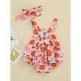 thumbnail image 4 of Franhais Baby Girl's Two-Piece Suit, Strawberry Print Ruffle Sleeveless Snap Crotch Romper + Headband, 4 of 8