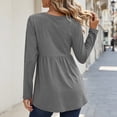 thumbnail image 4 of Women's Casual Long Sleeve Peplum Tops V Neck Button Front Shirts Soft Loose Fit Tunic Blouse with Flattering Waist Design Lightweight Everyday Wear Top for Work Travel and Weekend Outfits, 4 of 7