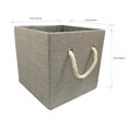 thumbnail image 3 of Hometrends 10.23" x 10.23" x 10.23"H Collapsible Faux Linen Fabric Storage Cube Bin with Cotton Rope Handles (Single), 3 of 5