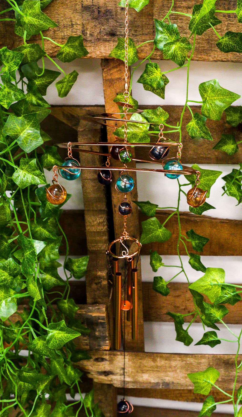 Ebros Gift Spiral Galaxy Copper Metal Wind Chime With Colorful Marbles - image 4 of 9