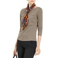 thumbnail image 2 of Unique Bargains Women's Work Office 3/4 Sleeve Boat Neck Houndstooth Top XS Brown, 2 of 7