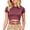 Brick Red, variant on Women T Shirts Tie Back Cropped Slim Fit Short Sleeve Crew Neck Stylish Print Top Everyday Wear Graphic Tees for Women L