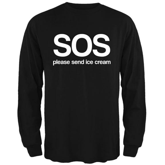 SOS Please Send Ice Cream Mens Long Sleeve T Shirt Black 3X-LG