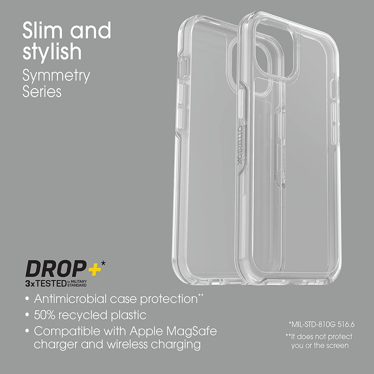 OtterBox Symmetry Clear Series Case for iPhone 13 Only - with Cleaning Cloth - Non Retail Packaging - Clear