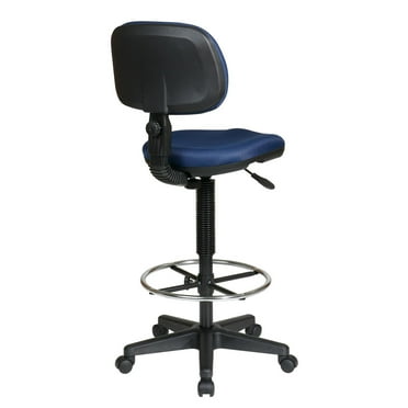 Sculptured Black Seat and Back Drafting Chair with Adjustable Foot Ring