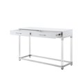 thumbnail image 5 of Ebbe White/Chrome Console Table - High Gloss Finish, Acrylic Legs, Stainless Steel Base, 2 Drawers, 5 of 9