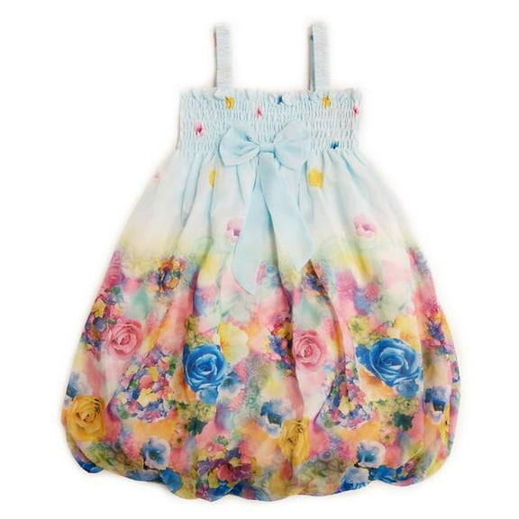 Wenchoice Baby Blue & Yellow Floral Bow-Accent Babydoll Dress - Girls S(0-2 Years)