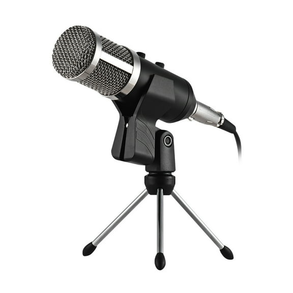 LOLIPPYY Black Condenser Studio Microphone with Adjustable Rack Holder for Professional Recording, Singing, Podcasting, and Music Production