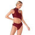 thumbnail image 3 of YEAHDOR Womens Figure Skating Bodysuit Costume Glittery Rhinestone Hollow Gymnastics Acrobatics Leotard Burgundy XL, 3 of 7
