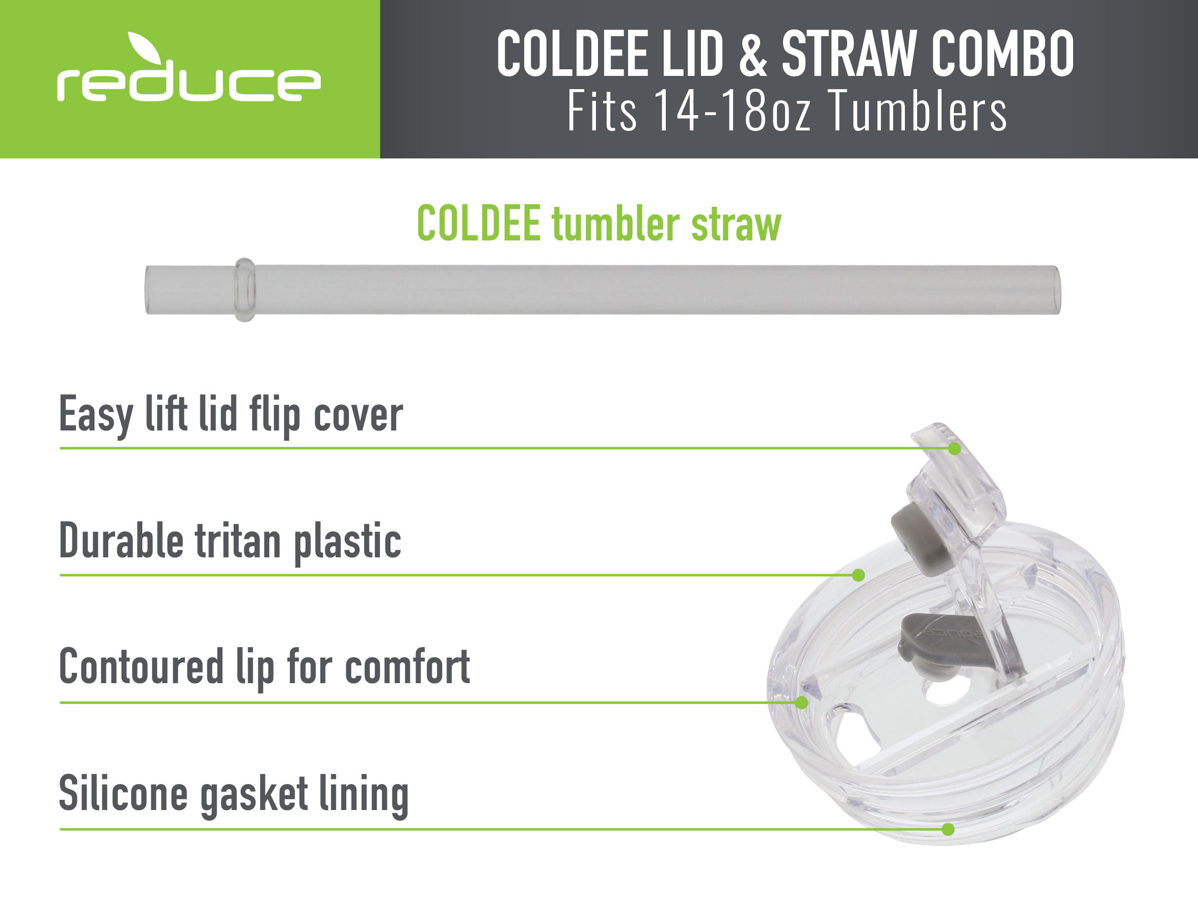 Reduce Cold1 Medium Replacement Lid/Straw
