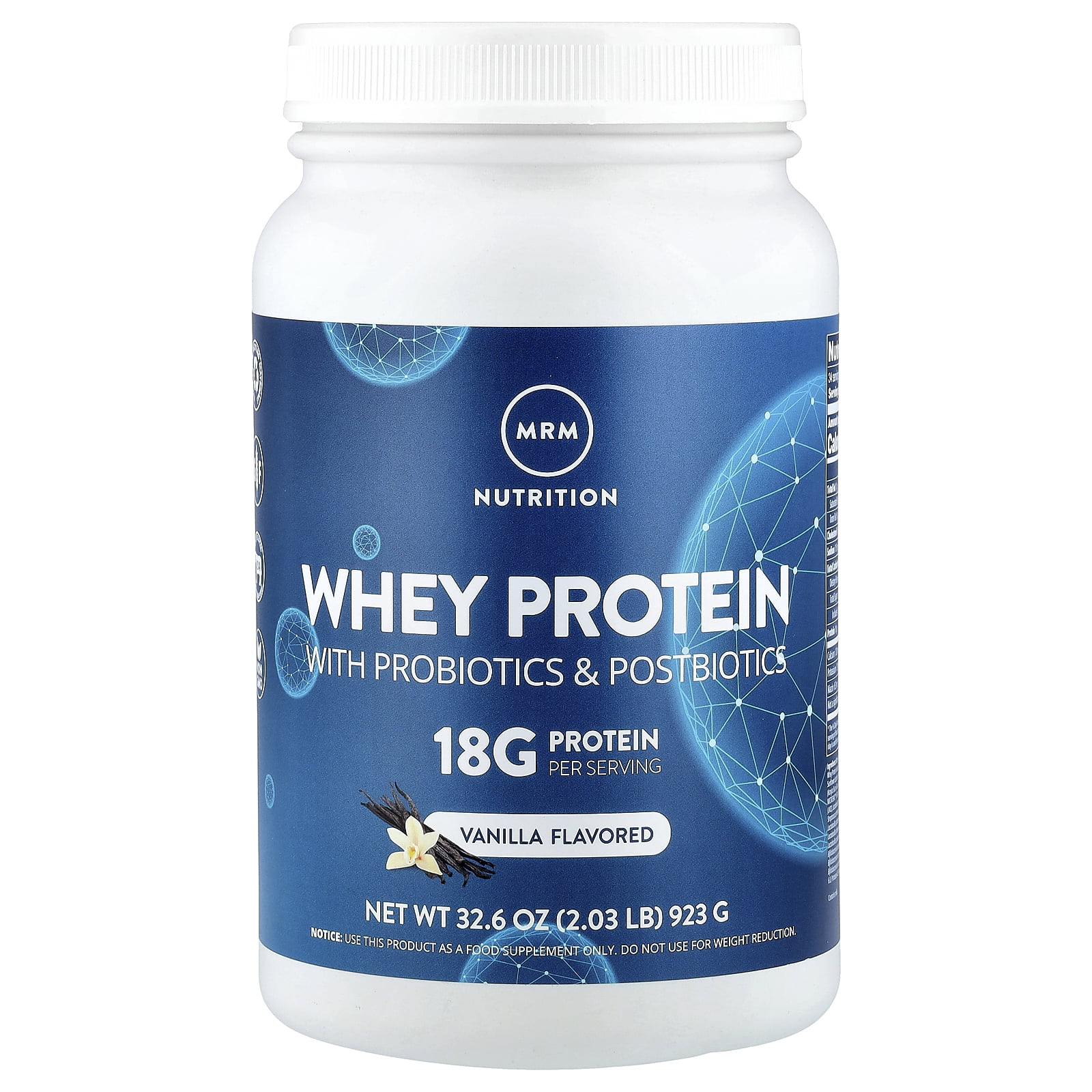 MRM All Natural Whey Protein Powder  Rich Vanilla  16 oz