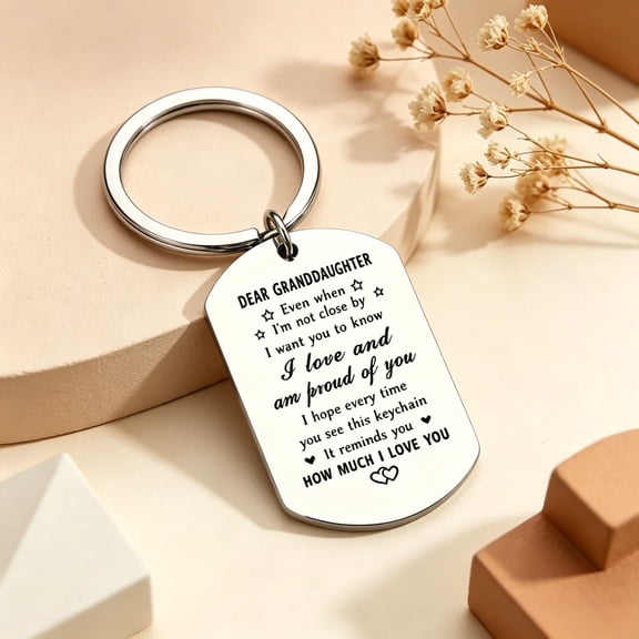 2pcs Gift for Granddaughter - I Love My Granddaughter Keychain for Birthday, Graduation