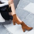 thumbnail image 4 of Tuphregyow New Women's Black Fashion Pointed Toe Short Boots with Elastic Slim and High Thick Heel for Fall and Winter Brown 39, 4 of 7
