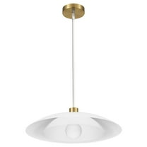Dainolite 1 Light Pendant in Aged Brass w/ Matte White Metal Shade