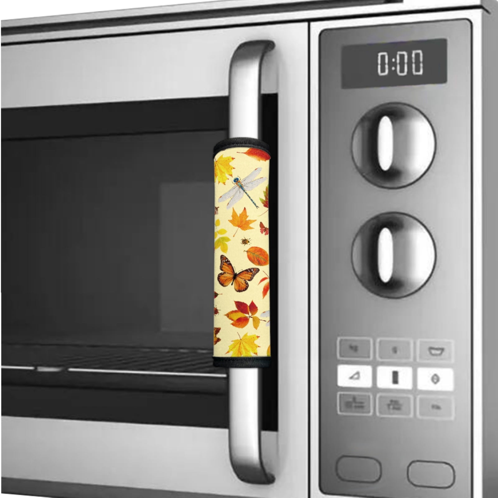 SEANATIVE 6 PCS Refrigerator Door Handle Covers Water-Resistant Kitchen Electrical Appliance Decor Handles Fridge Microwave Dishwasher Door Cloth Protector, Butterfly Dragonfly Leaves Maple Leaf
