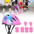thumbnail image 1 of Children Protective Gear, Children Protective Helmet Shock Absorption Bright Color Complete 7pcs  For Cycling Pink Colorful Kids, 1 of 8