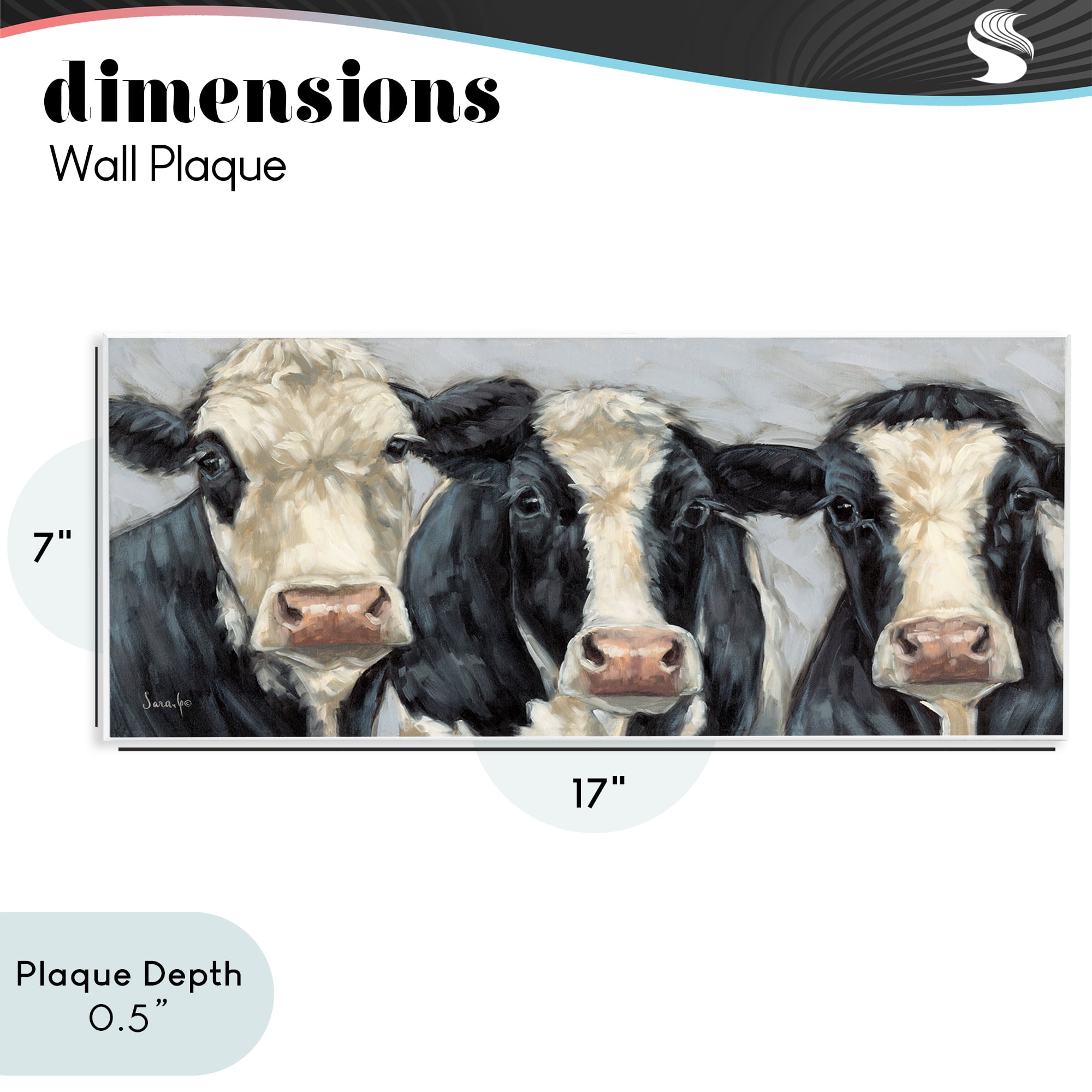 Stupell Industries Ink & Ivory Cow Trio Wall Plaque Art, design by Sara G. Designs